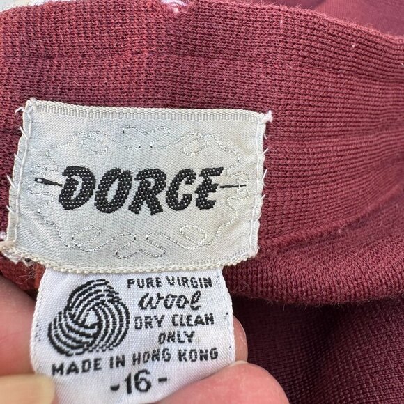Dorce Knits Vintage Womens Burgundy High-Waist Knit Wool A Line Side Zip Skirt - Picture 7 of 8